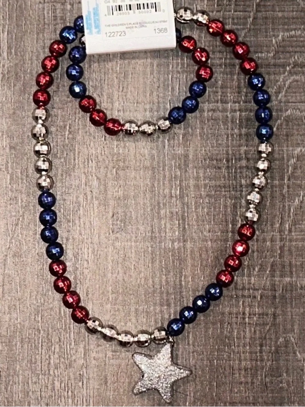 💞 New Red, Blue, & Silver Patriotic Beaded Necklace & Bracelet Set